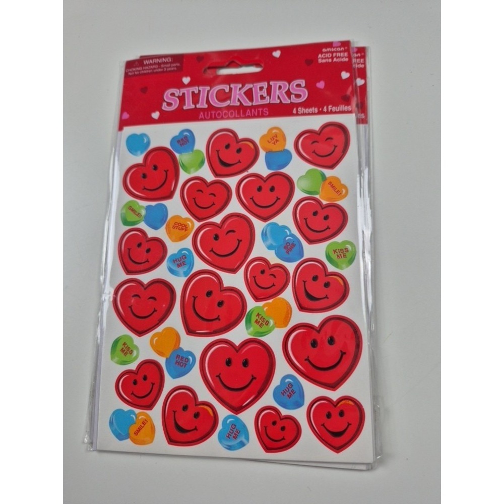 NEW Vintage Amscan Stickers Valentine Hearts Two Sealed Packs 8 Total Sheets - Picture 3 of 6